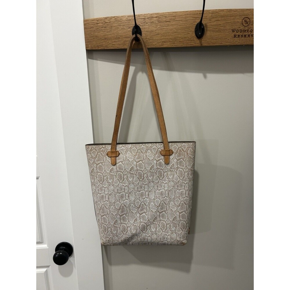 Consuela Clay Snake Print Everyday Tote Bag Minimalist Classic Leather Neutral